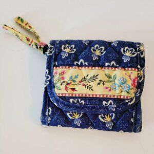 Vintage Vera Bradley Small Trifold Wallet, Quilted blue and yellow